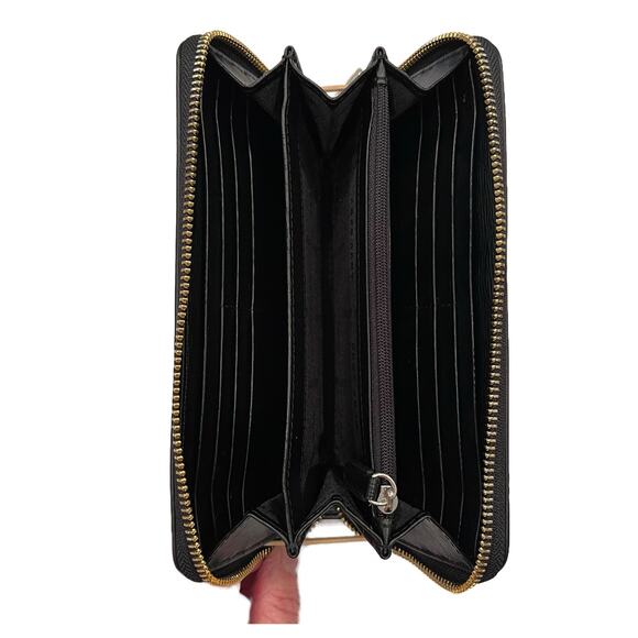 DKNY Faux Leather Perry Zip Around Wallet in Black - Picture 9 of 12